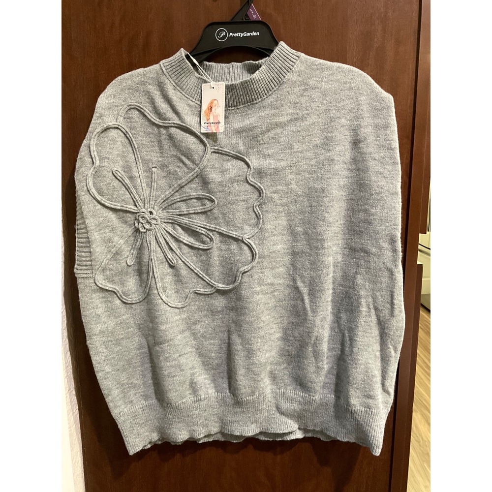 Pretty Garden Women's Flower Mock neck Sweater size XXL